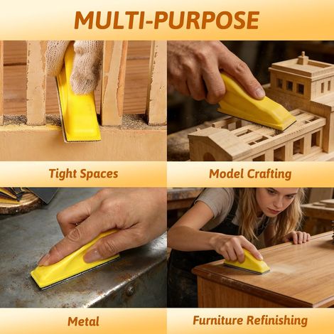 180 Pièces Kit de Ponçage de Précision, Grain 80–1000 Papier Abrasif avec Blocs de Ponçage pour Doigts, pour Petites Zones et Coins, Travail du Bois, Réparation de Meubles, Bricolage et DIY (1/5)