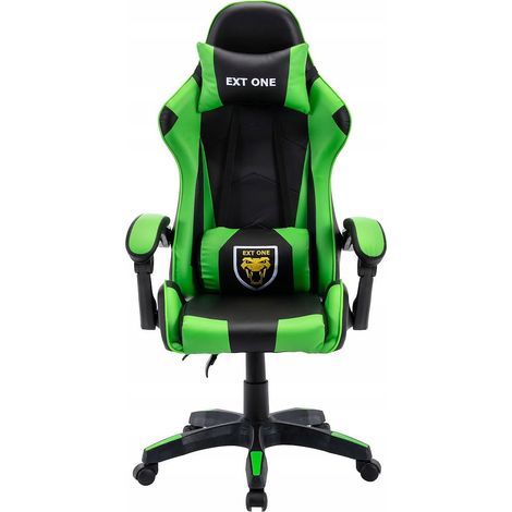 Fauteuil de jeu Extreme EXT ONE vert, cuir synthétique noir (1/5)