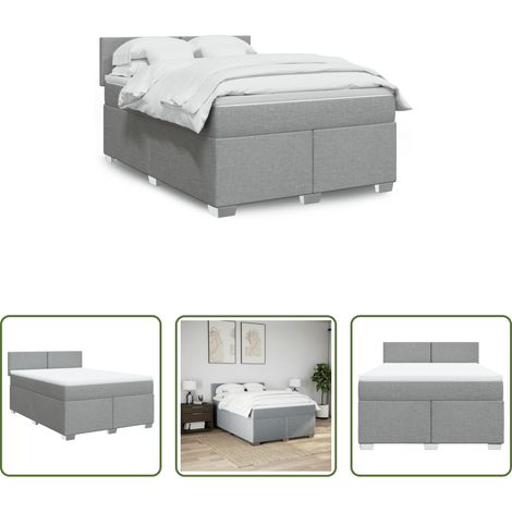 vidaXL Taschenfederkern - Boxspringbett mit Matratze Hellgrau 140x200 cm Stoff (1/5)