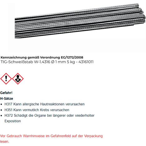 TIG-Schweißstab W-1.4316 Ø 1 mm - 43161011