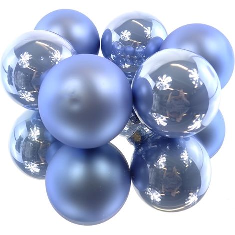 Christbaumkugeln Sky Blue 3 x glänzend & 3 x matt Ø 8 cm aus Glas - 6er Set