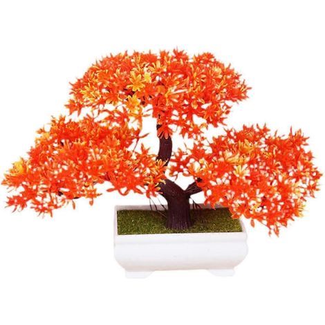 Arbre de bienvenue, bonsaï artificiel en pot, plante décorative, fausse plante pour salon, bureau, intérieur-Red (1/5)