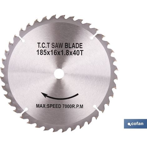 Disque de coupe pour bois 185 mm, acier, 40 dents (1/4)
