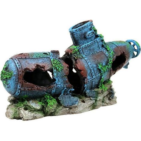 Versunkenes Schiff, U-Boot-Aquarienornament, lebensechte Wrackfische zur Dekoration des Aquariums