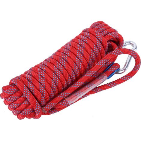 Cordon de parachute robuste en paracorde de 10 mm avec mousqueton (rouge - 10 m) (1/5)