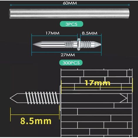 300 Pièces Vis de Sécurité, Invisibles Sans Soudure à Double Tête, Clou, avec 3 Outils à Douilles Spéciaux pour Décoration