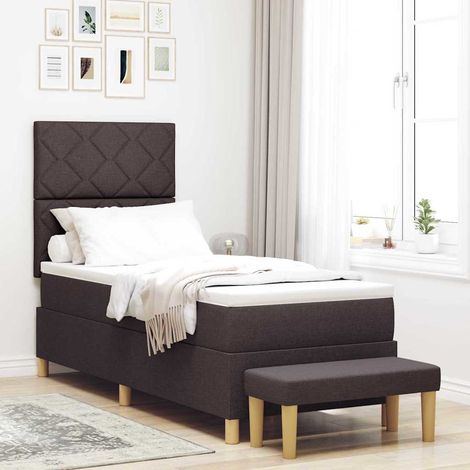 vidaXL Lit à ressorts avec tête de lit Marron foncé 200 x 80 cm tissu (1/5)