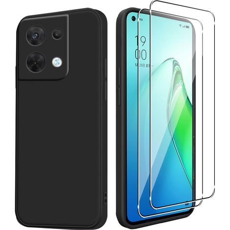 COQUE + 2 VERRES TREMPÉS 9H POUR OPPO RENO 8 5G SILICONE NOIR (1/5)