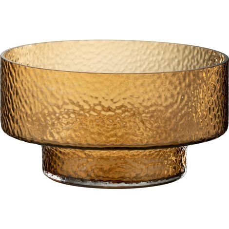 Vase bas en verre marron martelé - marron ambré (1/3)
