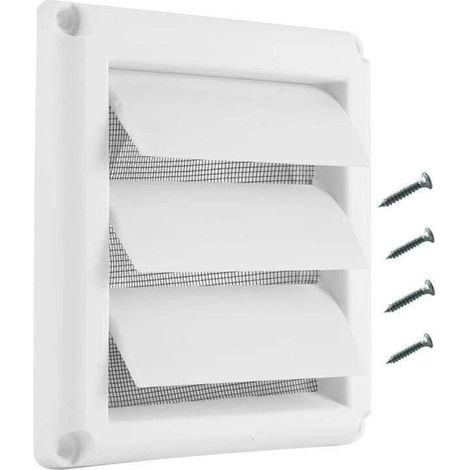 Hotte de ventilation blanche de 150 mm avec moustiquaire intégrée et bride, blanche, grille de ventilation (1/4)