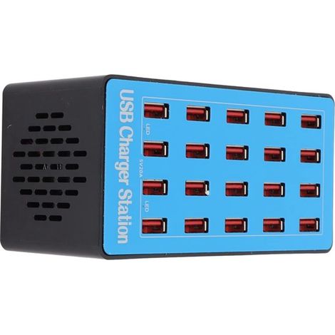 Allecto，USB-Hub-Ladegerät，Schnellladestation，Rutschfestes Design，20 Anschlüsse，Ideal für Familien (1/5)