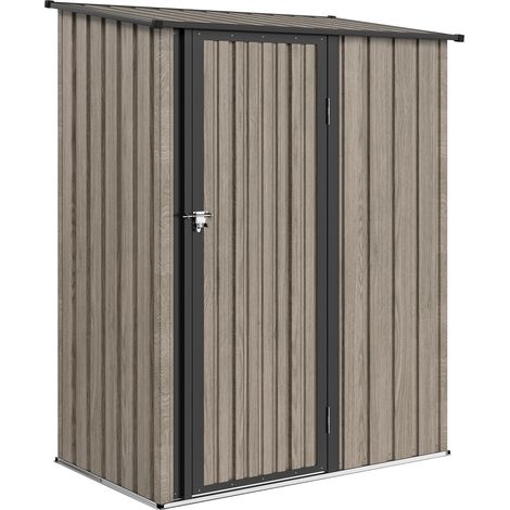 5ft x 3ft Metal Garden Storage Shed, Outdoor Tool Shed with Sloped Roof, Lockable Door for Tools, Equipment, Light Grey