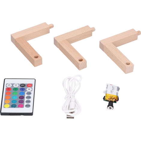 Panneau lumineux en forme de lune avec LED 16 couleurs, chargement USB, télécommande, variation tactile de l'intensité et support en bois. (1/5)