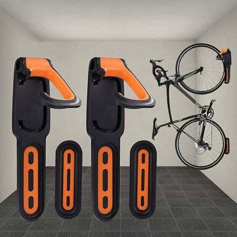 Porte-vélos, porte-vélos mural avec revêtement en caoutchouc, pour 2 vélos, supports muraux pour vélo intérieur et extérieur,de (1/4)