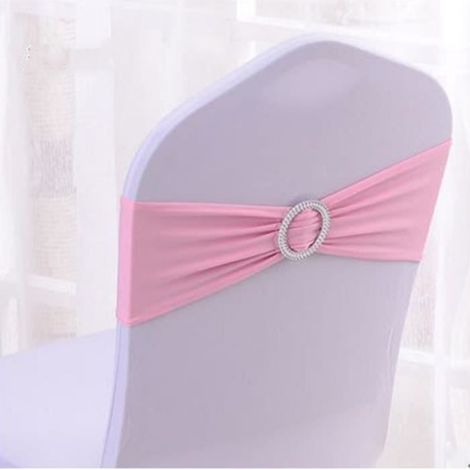 20pcs Bandeau de Chaise Elastique à enfiler avec Boucle Décor pour mariage Nœud de chaise Hôtel Fête Soirée, Rose (1/3)