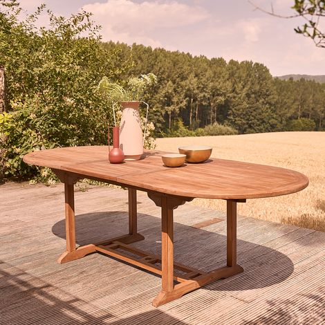 Table de jardin en teck huilé extensible ovale 8/10 places (1/5)