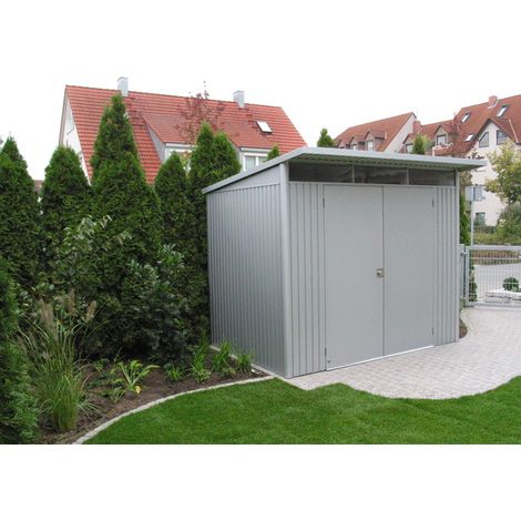 CASETA METALICA BIOHORT JARDIN AVANTGARDE ECO A3 COLOR GRIS CUARZO DOBLE PUERTA (1/5)