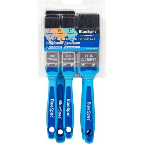 Blue Spot Tools 5 Piece Synthetic Paint Brush Set with Soft Grip Hand- you get 5 (1/2)