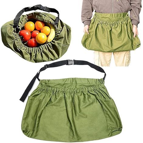 Jardinage récolte tablier extérieur ceinture sac avec poches stockage d'outil de jardinage réglable durable demi-jardin tablier cueillette grand sac de cueillette de baies de poche (1/5)