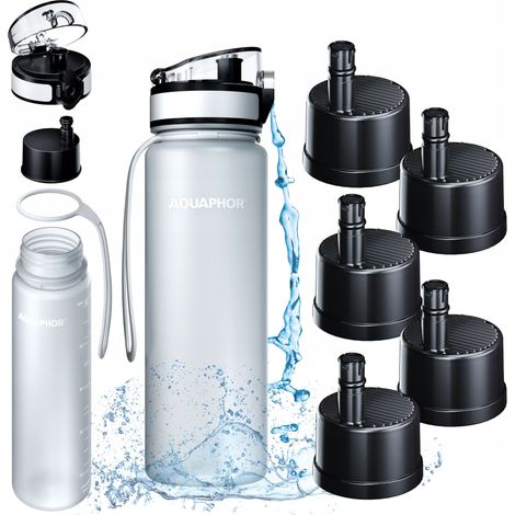Bouteille filtrante Aquaphor City blanche 0,5 L pour l'école, les conférences et les universités (1/5)