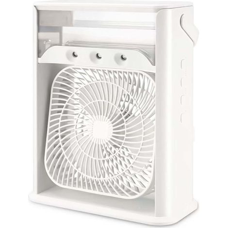 Ventilateur de bureau multifonctionnel 3 en 1 : climatiseur, rafraîchisseur d'eau, humidificateur, veilleuse 7 couleurs, USB, 3 vitesses de ventilation réglables, idéal pour la maison, le bureau et l'