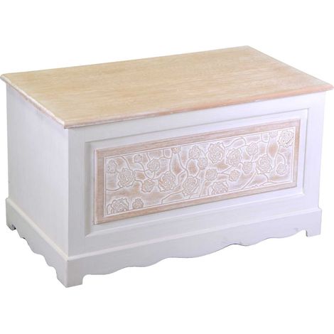 Baule Cassapanca Contenitore 80x45xh45 cm in Legno Crema (1/3)