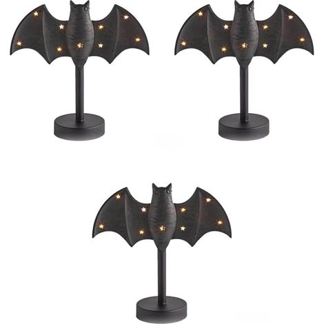 Lot de 3 Porte-Bougie Halloween Chauve-Souris, Bougeoir Décoratif Style Gothique, Décoration Effrayante pour Table, Cheminée et Fête (1/5)