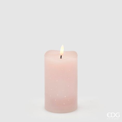 EDG Enzo De Gasperi Candela Led Starry con Moccolo H 12,5 Cm D 7,5 Cm IP20 Rosa Chiaro