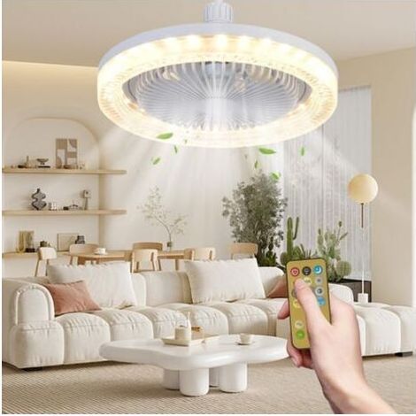 Lampe Ventilateur Plafond, E27 Lustre Ventilateur de Plafond avec Télécommande,Pour Les Chambres à Coucher,Les Salons et Bien Plus Encore (1/4)