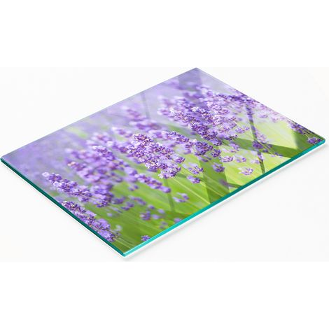 Tablero decorativo multifuncional de cocina de vidrio templado color lavanda, 80x52 cm.