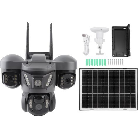 6K 12MP Triple Lens Solar Security Camera, WiFi, PTZ, PIR Detection, IP66 Waterproof, with V380 Pro App (1/5)