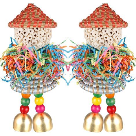 Lot de 2 Jouets pour Oiseaux à Suspendre avec Clochette pour Petits perroquets, perruches, calopsittes, Conures, Oiseaux d'amour (1/5)