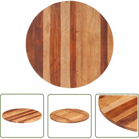 The Living Store Dessus de table bois massif d'acacia rond 25-27 mm 80 cm - Dessus De Table - Plateau De Table - Acacia Massif - Table Ronde - Meuble De Salle À Manger (1/5)