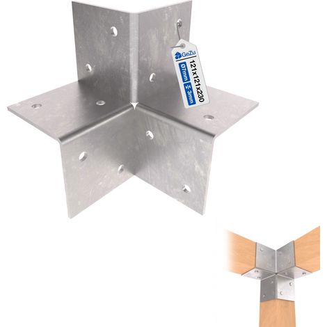 Connecteur d’angle pergola 121 x 121 mm galvanisé à chaud – support d’angle 3 voies pour tonnelle et pergola en bois – GeZu Impex