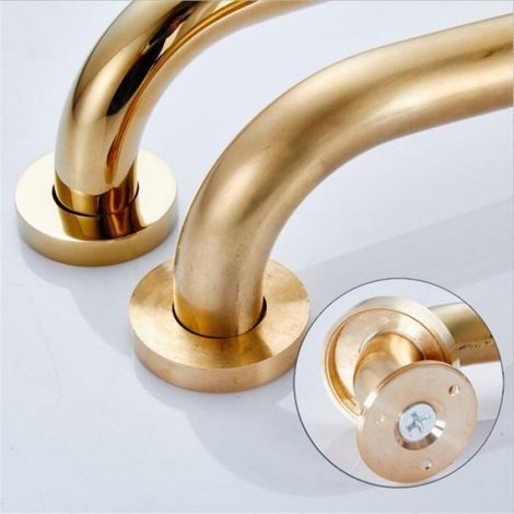 Barre De Maintien - Laiton Massif - 30 Cm - Finition Plaquee Or - Montage Mural A Vis Dissimule - 1 Piece (1/5)