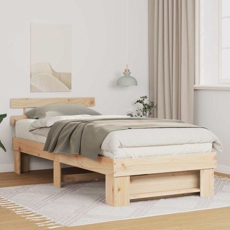 Estructura de cama Marrón 90 x 190 cm Madera maciza de pino