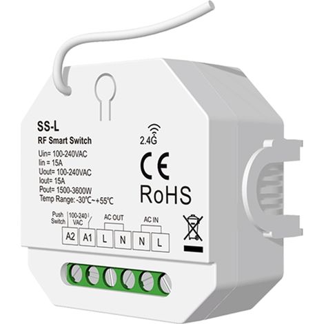 Interruptor ON/OFF SKYDANCE SS-L Compatible con Pulsador, Mando RF y Carril DIN Blanco (1/4)