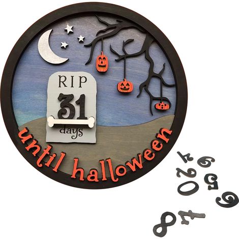 Calendrier de l'Avent Bois Halloween - Décoration de Bureau et Fête, Accessoire Déco Maison (1/5)