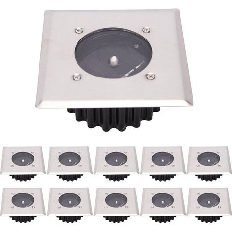 LED Lampe solaire au sol 10 Pack, lumière extérieure, Réverbère Lumières, Ensevelies Lumière, étanche IP65 (Blanc Froid) [Classe énergétique A+] (1/5)