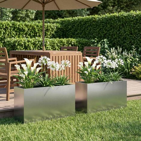 Cache-pot de jardin 2 pc Argenté 80 x 30 x 50 cm (1/5)