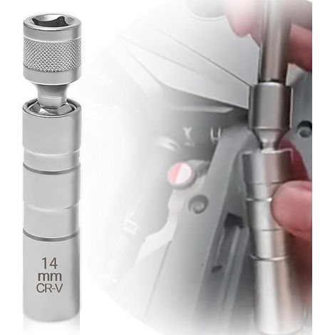 Zündkerzenschlüssel 14mm Magnet Universal Flexibel Zündkerzenschlüssel Satz Werkzeuge zum Entfernen von Zündkerzen (14mm)