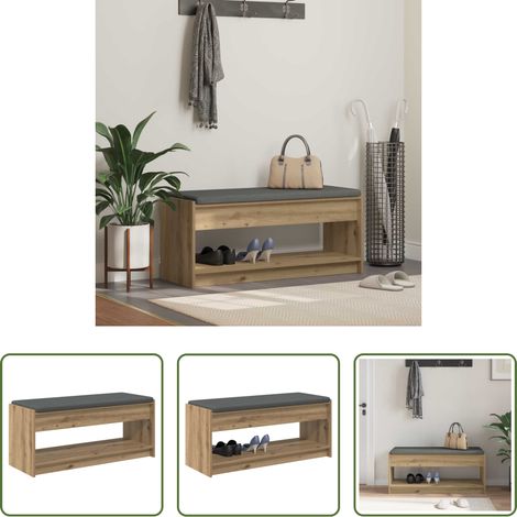vidaXL Sitzbank -  Flurbank mit Kissen mit Regal Artisan-Eiche 103 x 38 x 45 cm (1/5)