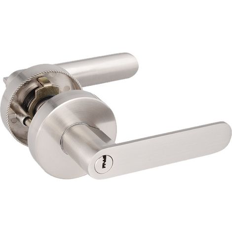 Un ensemble de deux poignées de porte, convenant aux portes de chambre et de salle de bain, poignées de porte intérieures, avec clé. (1/5)