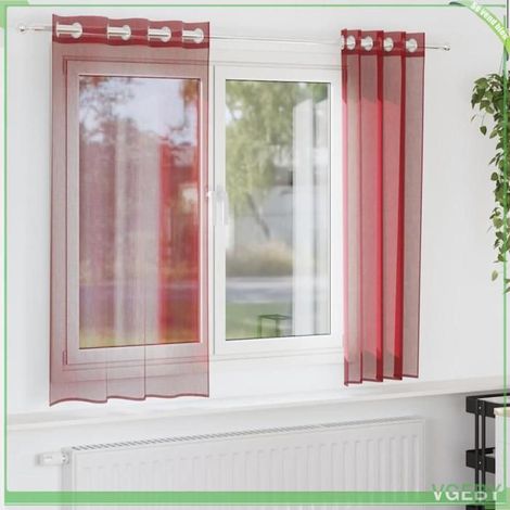 Rideaux en voile - FAFEISY - 4102156 - rouge bordeaux - 2 pcs - Œillets (1/5)