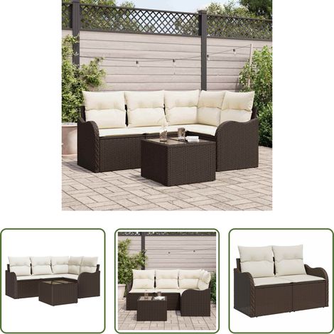 Poly-Rattan -  Gartensofa-set Braun Poly-Rattan (1/5)