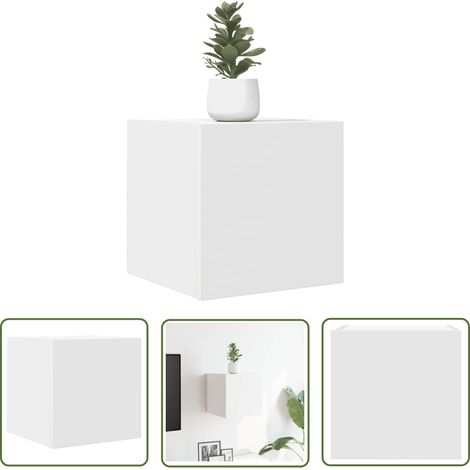 The Living Store Meuble TV mural Blanc 30,5x30x30 cm - Meubles Tv Murale - Meuble Tv Blanc - Support Tv Mural - Rangement Tv - Meuble Hifi (1/5)