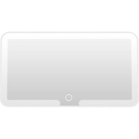 Miroir de maquillage rechargeable USB pour pare-soleil de voiture avec lumières LED - Commande tactile, intensité réglable, idéal pour les voyages et la beauté en déplacement - Blanc (1/5)