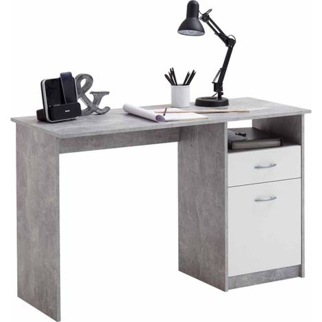 Bureau Design 1 Porte & 1 Tiroir "Sonka" 123cm Gris (1/5)