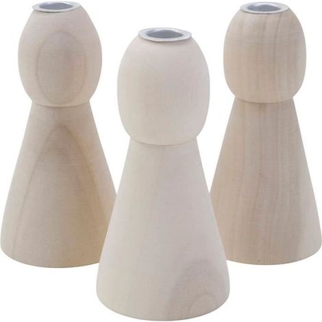 Bougeoirs - Coniques en bois - 10 pcs - Blanc - Intérieur - Décoration de fête