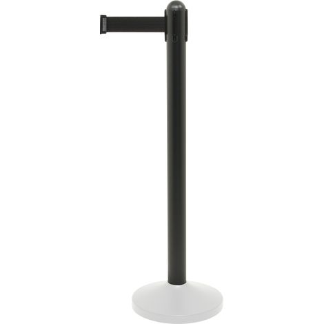 Pied pour poteau à corde rétractable - corde nylon noire - 100cm (corde210cm) (socle NON inclus) - Securit